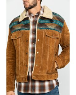 Scully Men's Boar Brown Suede Jean Jacket - Printed, MSBSB4 3