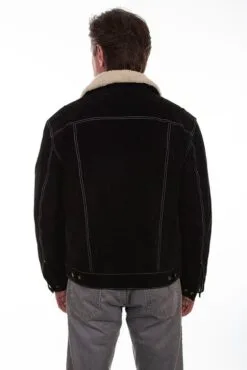 scully sherpa lined western leather jacket rear view