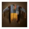 Men's traditional powwow style buckskin suede shirt with extra long leather fringe