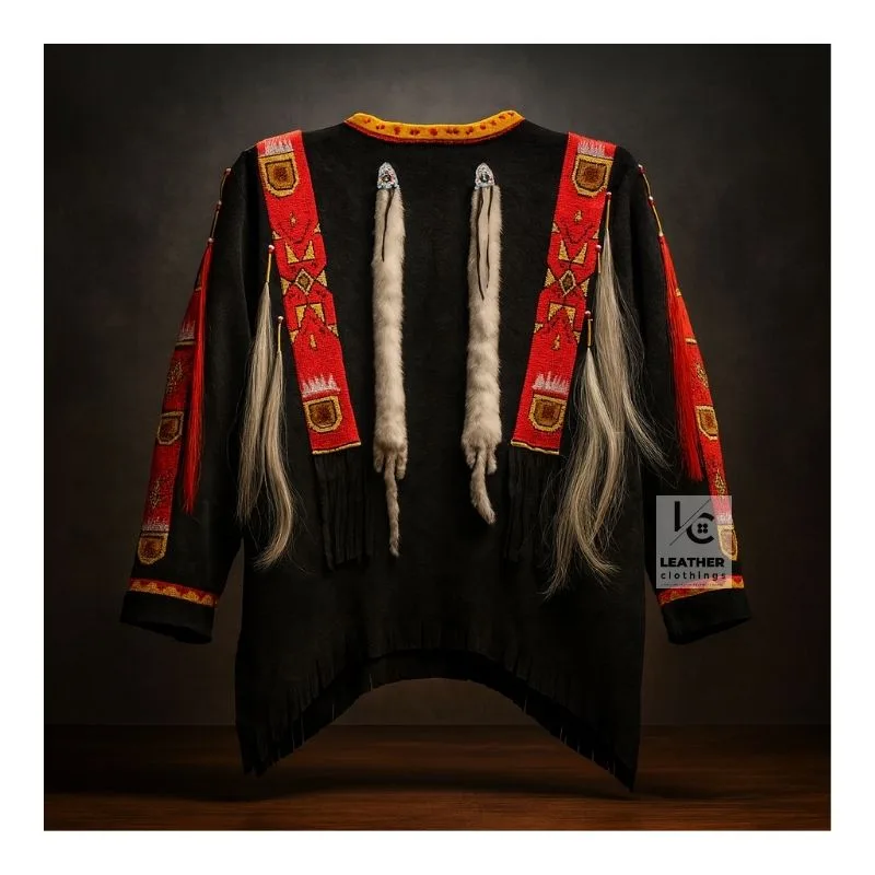 Sioux Western Native American Indian Suede Shirt With Beads Fringes SWS7