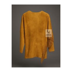 Western Brown Suede Shirt With Fringes MBSS3B