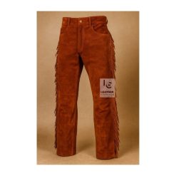 Western Reddish Brown Suede Fringe Pant MSP9B (2)