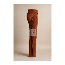 Western Reddish Brown Suede Fringe Pant MSP9B (2)