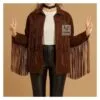 Brown cowgirl fringe jacket for women in genuine suede