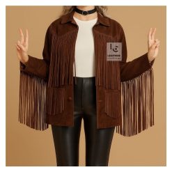 Women’s Western Cowgirl Brown Suede Jacket With Fringes WSJ10