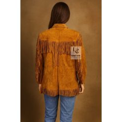 Women’s Western Cowgirl Brown Suede Jacket With Fringes WSJ15