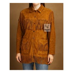 Women’s Western Cowgirl Brown Suede Jacket With Fringes WSJ15
