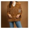 Women’s Western Cowgirl Brown Suede Jacket With Fringes WSJ4