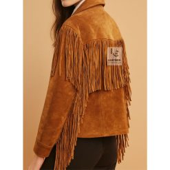 Women’s Western Cowgirl Brown Suede Jacket With Fringes WSJ4