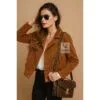 Women’s Western Cowgirl Brown Suede Short Jacket With Fringes WSJ11