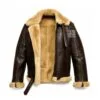B3 Mens Shearling Bomber Jacket brown sheepskin aviator jacket front