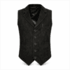 Men's Black Suede Leather Dress Vest with Notch Lapel crafted from genuine suede leather