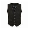 Men's Black Suede Leather V-Neck Vest crafted from genuine suede leather