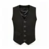 Men's Black Suede Leather V-Neck Vest crafted from genuine suede leather