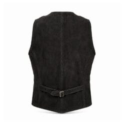 Men's Black Suede Leather V-Neck Vest crafted from genuine suede leather