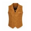 Men's Tan Suede Leather Dress Vest with Notch Lapel crafted from genuine suede leather