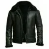 RAF B3 Bomber Aviator Jacket Black Sheepskin Pilot Flight Coat 1