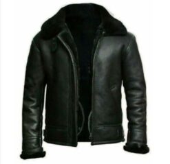 RAF B3 Bomber Aviator Jacket Black Sheepskin Pilot Flight Coat 1