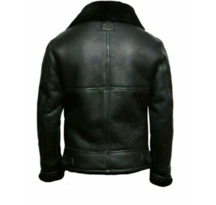 RAF B3 Bomber Aviator Jacket Black Sheepskin Pilot Flight Coat 2