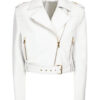 Metallic White Leather fashion Jacket