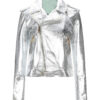 Women Metallic Silver Leather Jacket WMJ5