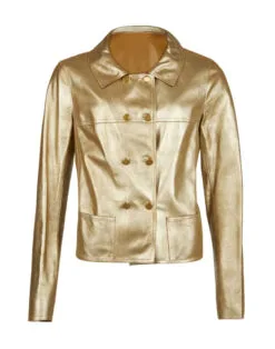 Metallic Gold Leather Fashion Jacket