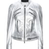 Metallic Silver Leather Fashion jacket