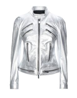 Metallic Silver Leather Fashion jacket