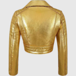 Women Metallic Gold Leather Short Jacket WMJ2