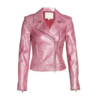 Women's Metallic Pink Leather Jacket