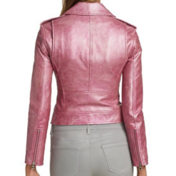 Women Metallic Pink Leather Jacket WMJ3