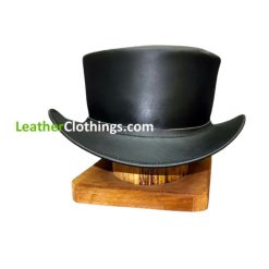 El Dorado Black Leather Top Hat with Red Lining | THRL1
