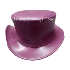 El Dorado Pink Leather Top Hat With Simple Band | TH121D