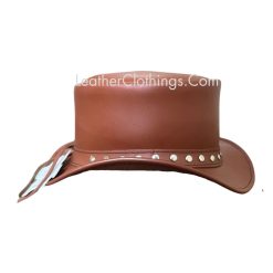 El Dorado Brown Leather Top Hat Rivets Band | TH119B