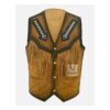 Native American Indian Suede Fringes Vest With Beaded Arrows