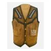 Native American Indian Suede Fringes Vest With Beaded Arrows