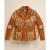 Women Brown Suede Jacket With Fringes and Beads WSJ18B