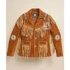 Women’s rust brown suede beaded medallion fringe western jacket