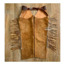 Women’s Cowgirl Brown Suede Chaps With Fringes