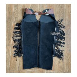 Women’s Cowgirl Rodeo Western Black Suede Fringes Chaps