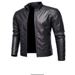 Mens Black Leather Biker Jacket
