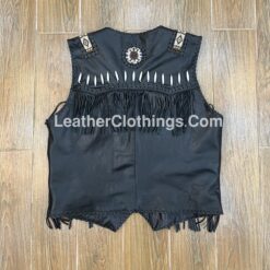 Authentic Cowboy Black Leather Western Vest