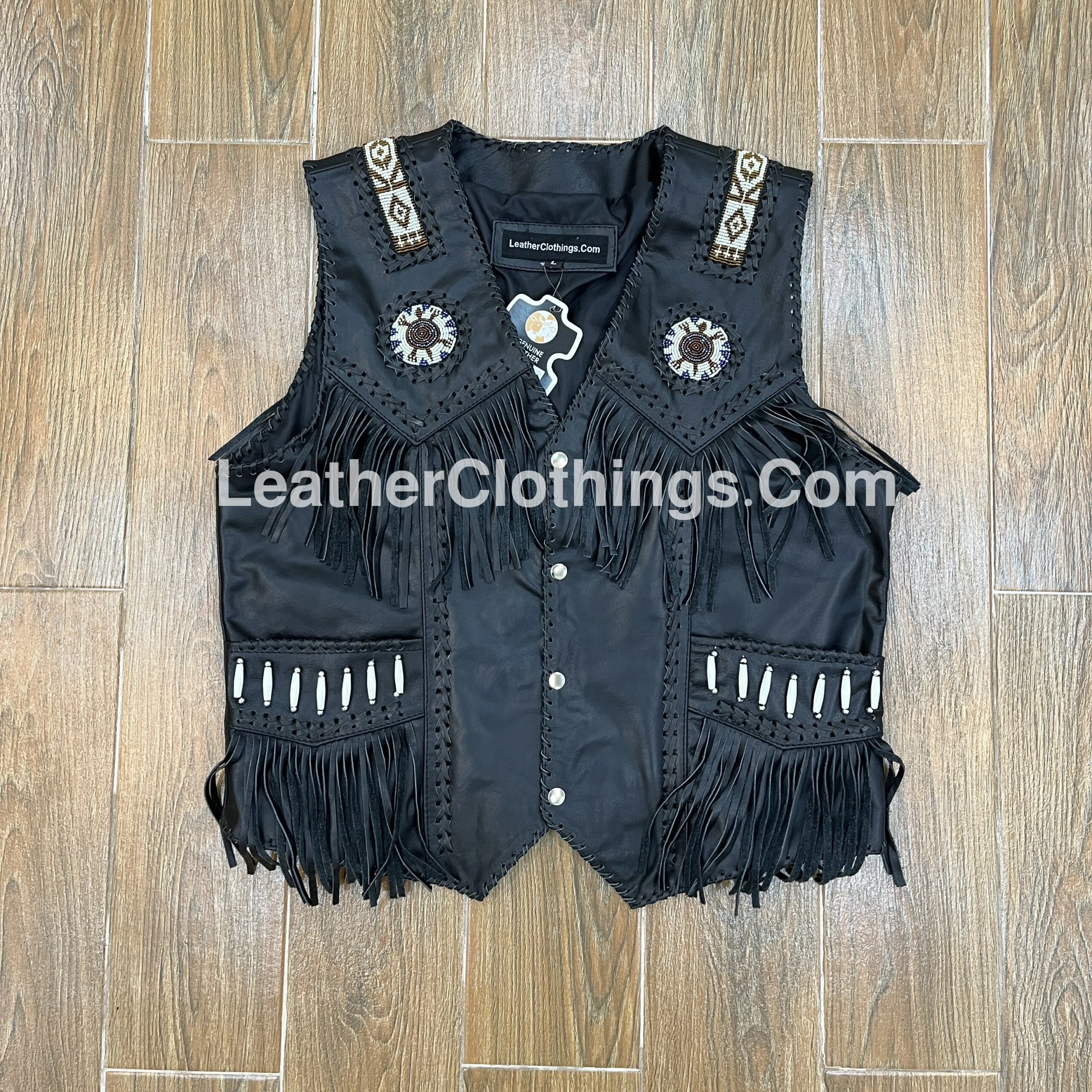 Authentic Cowboy Black Leather Western Vest