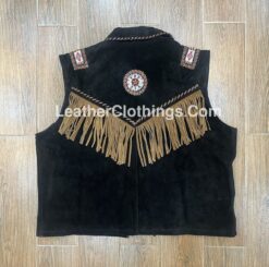 Cowgirl Black Suede Western Vest American Indian Vests Empowered Elegance WSUV8