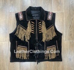 Cowgirl Black Suede Western Vest American Indian Vests Empowered Elegance WSUV8