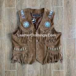 Cowgirl Western Vest Brown Suede American Indian