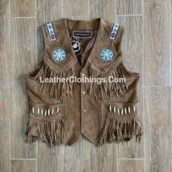 Cowgirl Western Vest Brown Suede American Indian