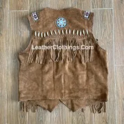 Cowgirl Western Vest Brown Suede American Indian