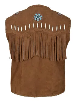 Cowgirl Western Vest Brown Suede American Indian Vest