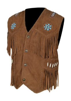 Cowgirl Western Vest Brown Suede American Indian Vest